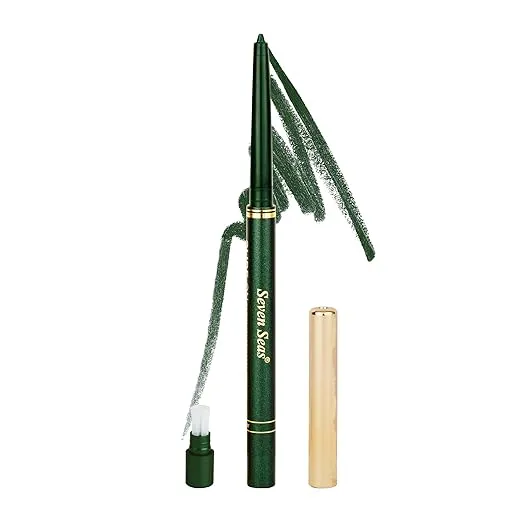 Seven Seas Green Kajal Herbal Eye Kajal Pencil Waterproof, Smudge Proof, Long Lasting Eye Makeup (Green, 0.35g)