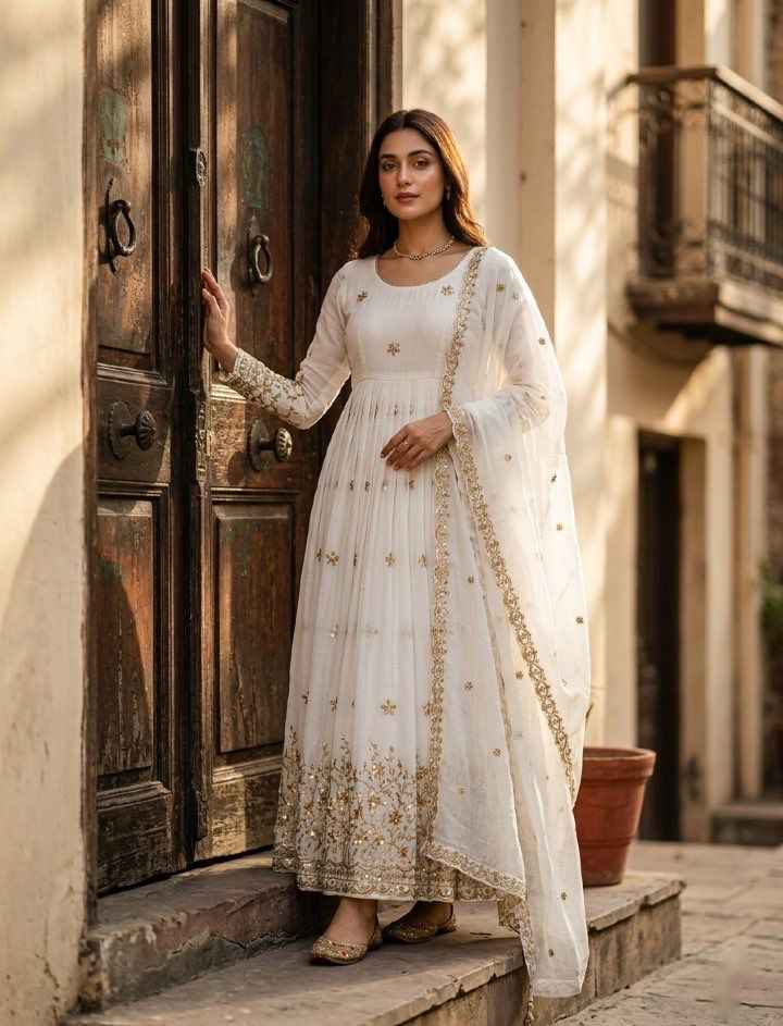 Designer Gown Pant Dupatta Set view 2