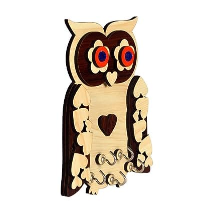 SHRADDHA SABURI ARTWORK Handpainted & Handmade Owl-WT Wooden Key Holder view 2
