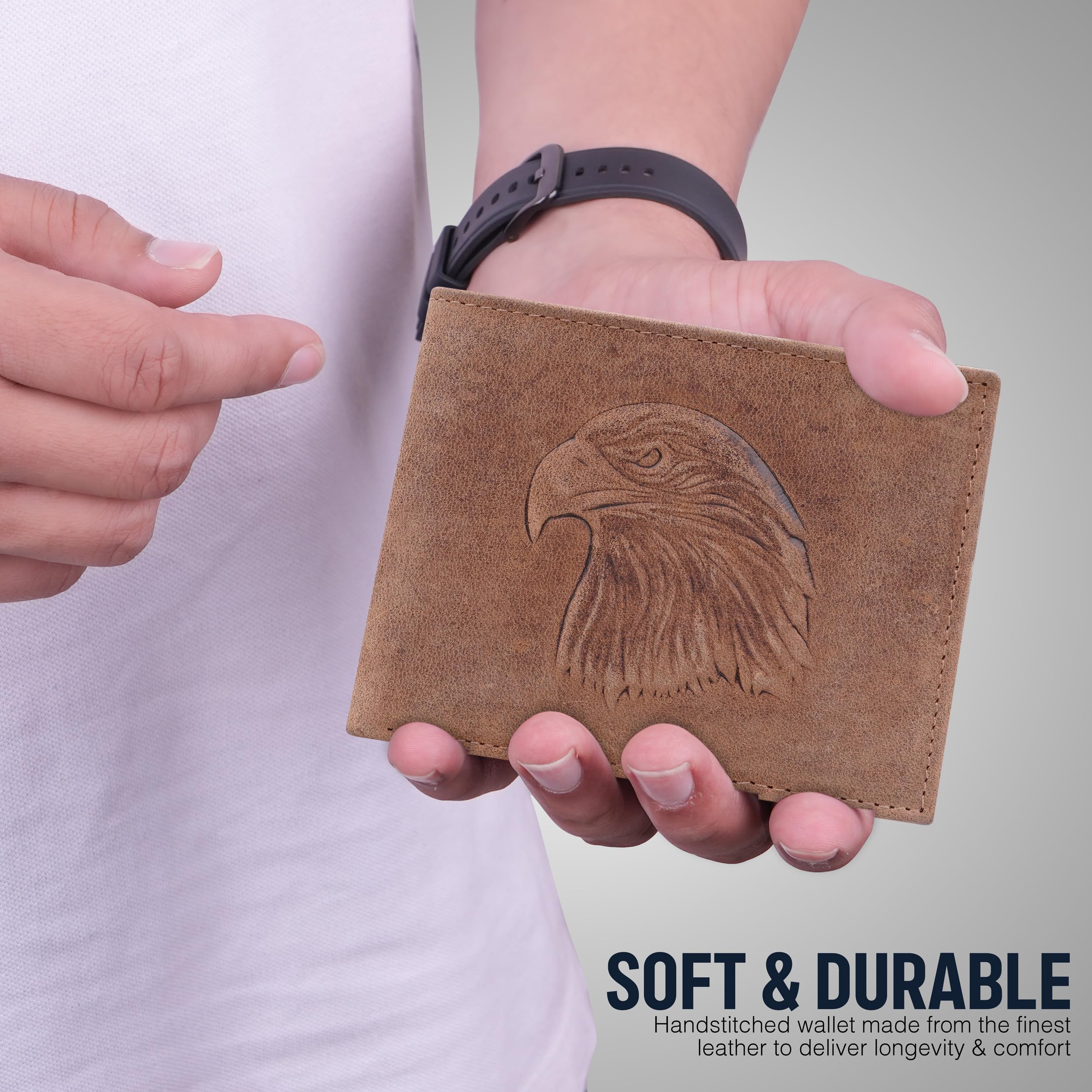 The Wallet Store Eagle Emblem Genuine Leather Wallet For Men view 2