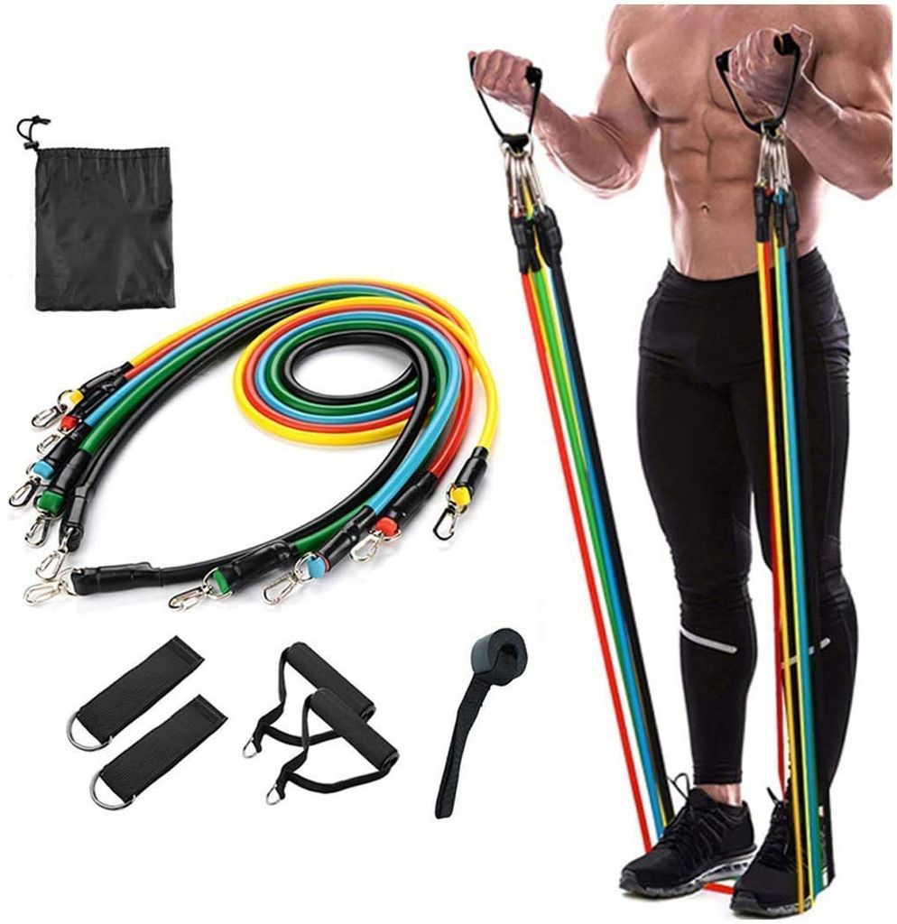 QUXIS Resistance Exercise Bands with Door Anchor, Handles, Waterproof Carry Bag, Legs Ankle Straps for Resistance Training, Physical Therapy, Home Workouts, Resistance Band.,Rubber view 2