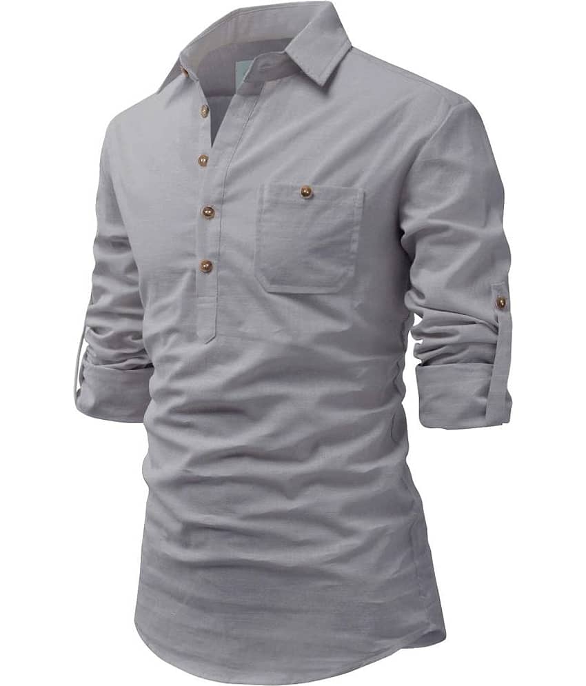 TrendiVastra Pink Cotton Blend Men's Shirt Style Kurta ( Pack of 1 )