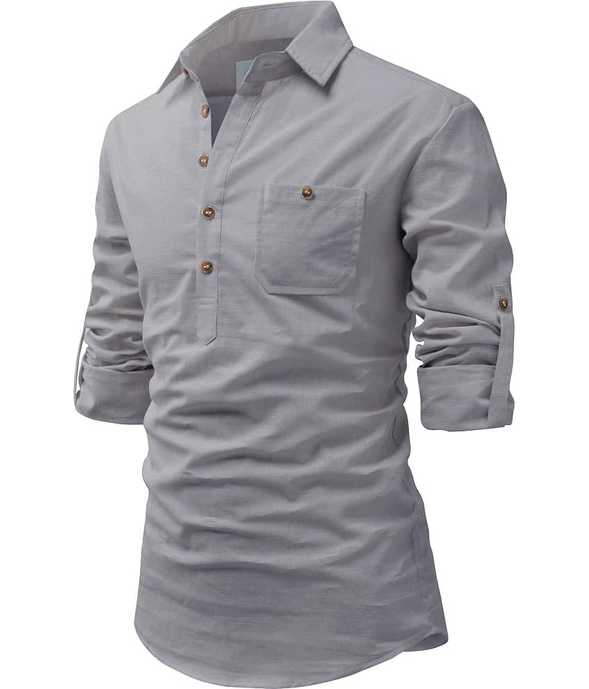 TrendiVastra Pink Cotton Blend Men's Shirt Style Kurta ( Pack of 1 ) view 2