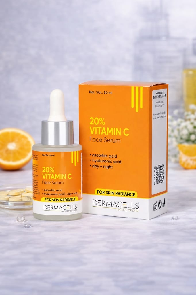 Dermacells 20% Vitamin C Face Serum with Hyaluronic Acid for Skin Radiance & Brightening – 30 ml view 2