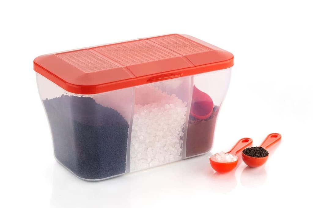 HAPPI Multipurpose Plastic 3 In 1 Masala Box for Kitchen, Spice Boxes for Kitchen, Transparent Storage Containers Airtight Grocery,Cereal,Dry Fruits Dabba 1100 Ml with 3 Spoons(Green) view 2