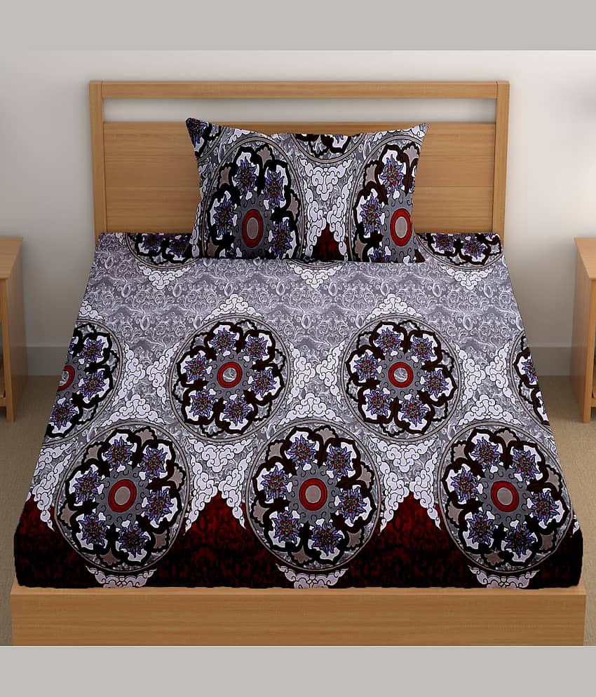 CG HOMES Poly Cotton 1 Single Bedsheet with 1 Pillow Cover ( Gray ) view 2