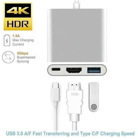 USB-C to HDMI Adapter, 3 in 1 Type-C to HDMI Multiport Adapter Converter with USB 3.0 Port and USB C Charging Port view 2