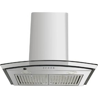 Ruwa 60cm 1100m3/hr Stainless Steel Kitchen Chimney Model: Dove SS (Features Push Controls, Stainless Steel Baffle Filter, 3watts led Lights with Plastic Oil cup)with installation Kit