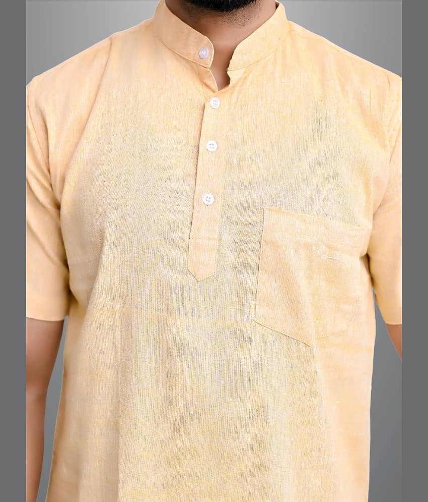 QuaClo - Beige Cotton Blend Men's Regular Kurta ( Pack of 1 ) view 2