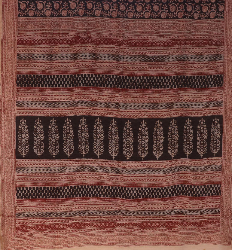 Hand Block Printed Bagh Sausar Cotton Saree view 2