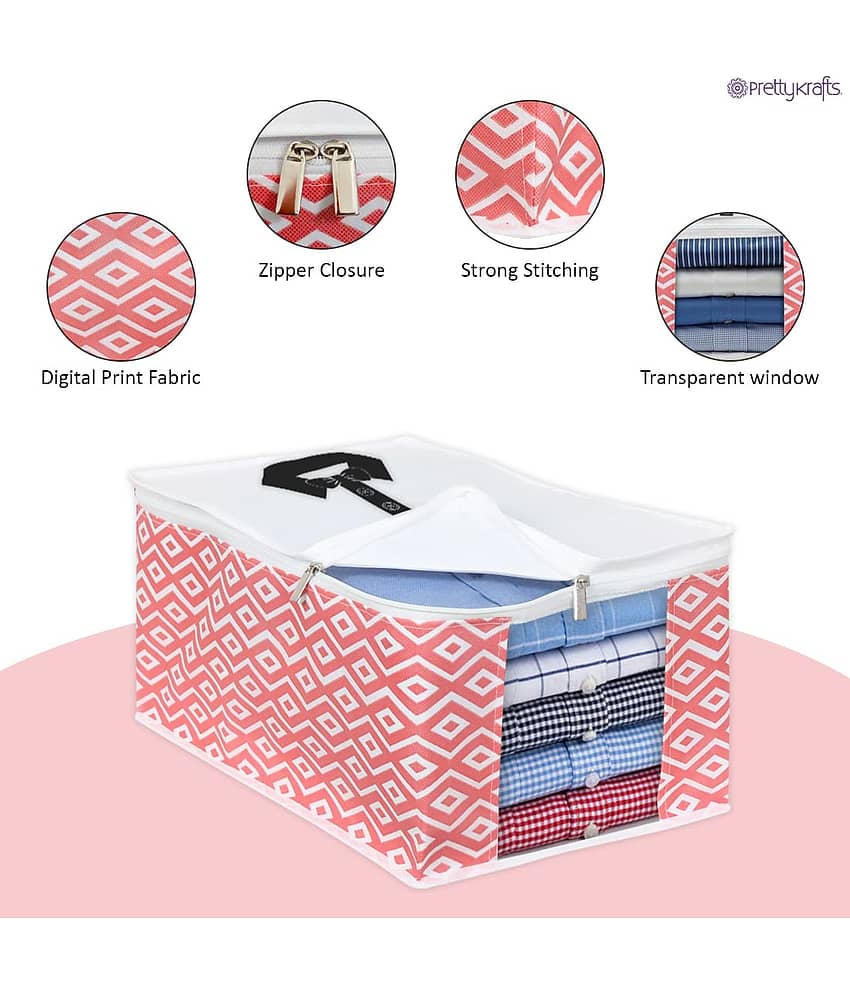 PrettyKrafts XL Shirt Cover For Storage Organizer Garment Cover Foldable Clothes Storage Bags For Wardrobe/Closet Organiser, (Set of 2) Diamond Black view 2