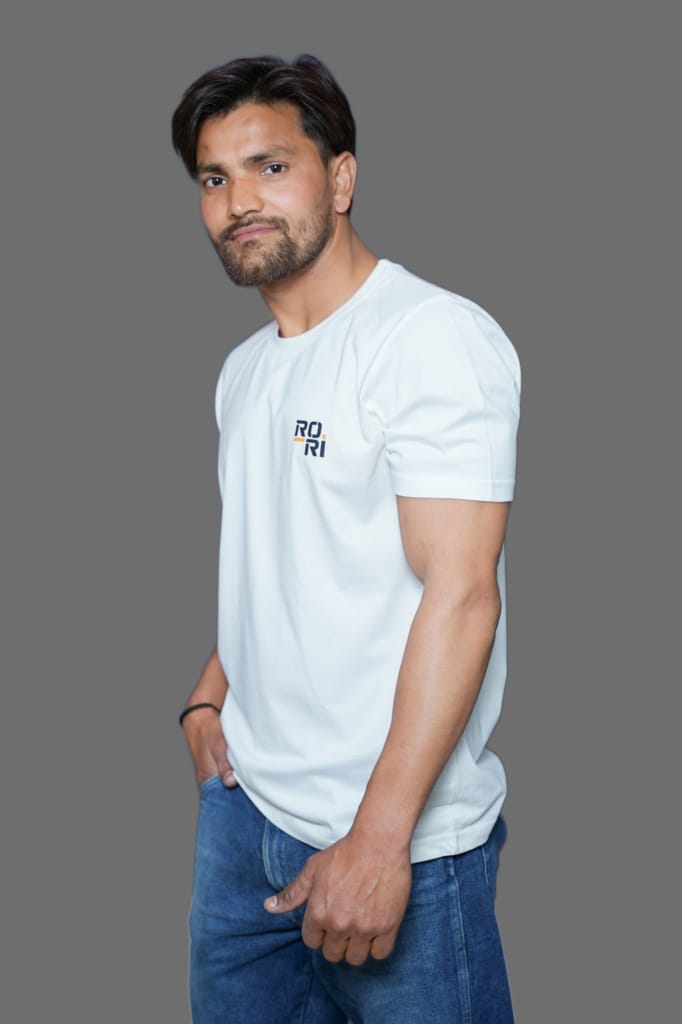 Premium Cotton Men's Classic Series Round Neck Half Sleeve T-Shirt by Rori | Solid Color | Made in India