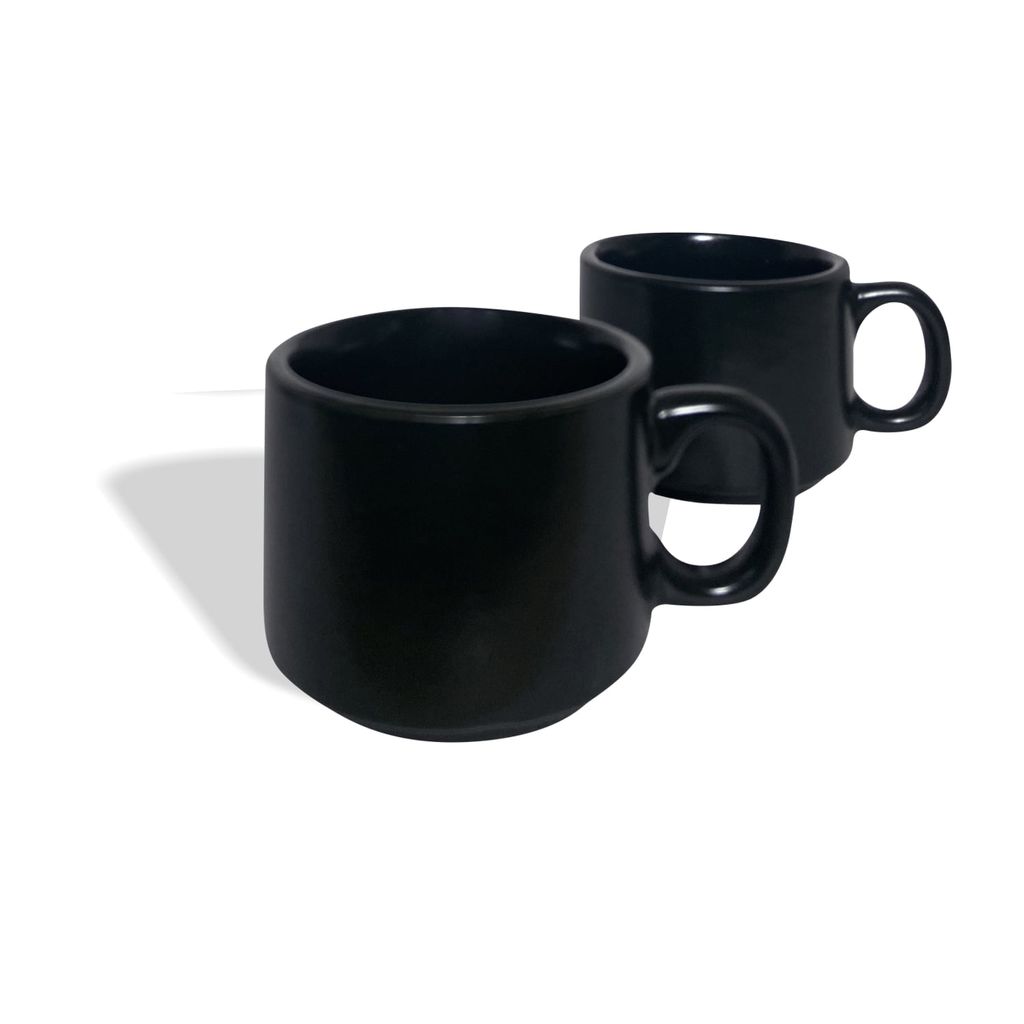 Ceramic Dining Matte Black Metallic Ceramic Tea Cups Set of 6 view 2