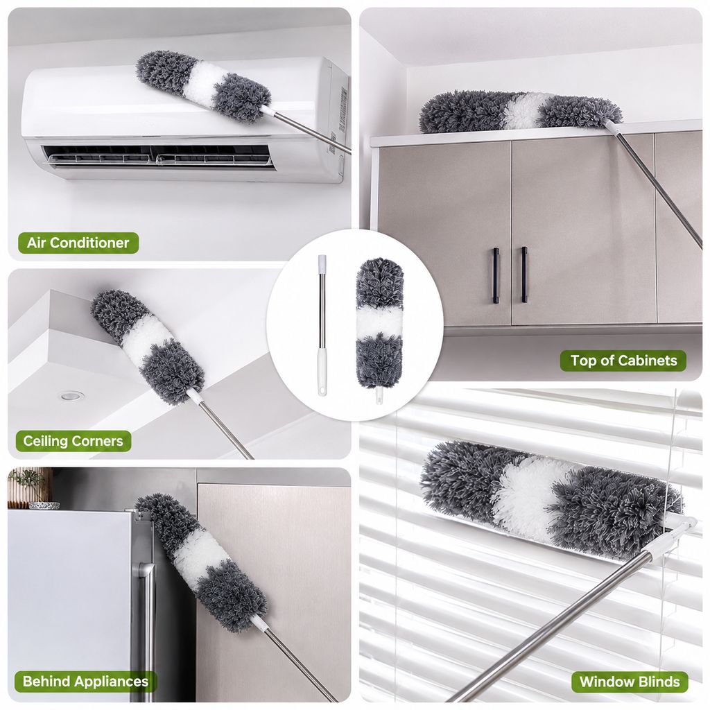 Premium Microfiber Cleaning Duster with Extendable Stainless Steel Pole view 2