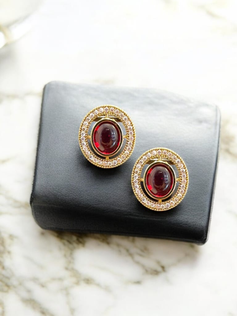 Gold-Plated Kundan and Polki Choker Necklace Set with Red Stone view 2