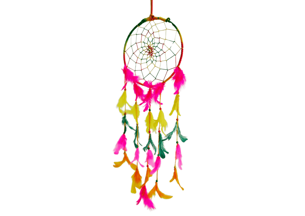 Colorful feathers - Dream Catcher Traditional Indian Dreamcatchers Wall Art For Bedrooms, Home Wall, Hanging Design. Size 6" (2 - Piece Set) view 2
