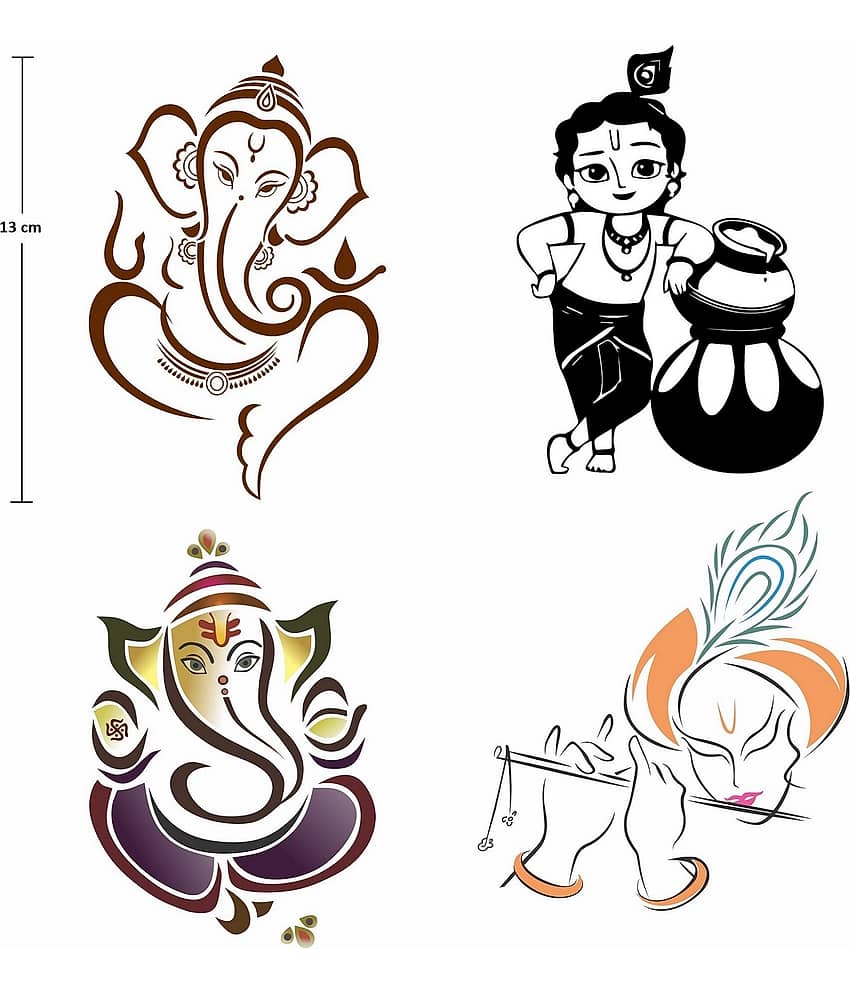 Asmi Collection Ganesha Hanuman Krishna Rama God Wall Sticker ( 13 x 10 cms ) view 2