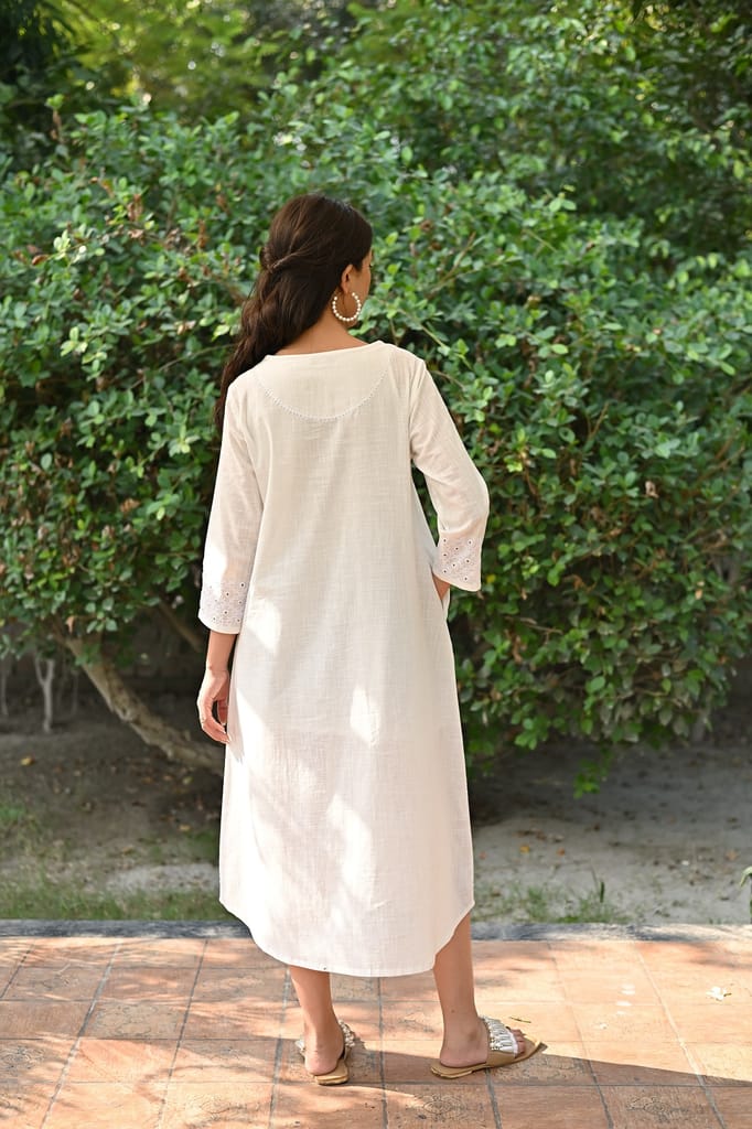 Jasmine Sindhi Hand Embroidered Cotton A-Line Kurta view 2