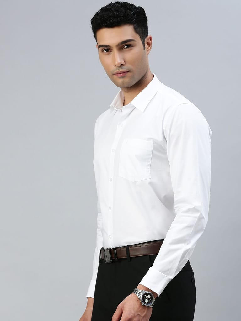 Mens 100% Cotton White Full Sleeves Shirt Classic Cotton view 2