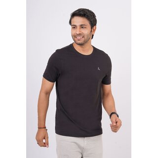 Red Line Mens Black Solid 100% Cotton Round Neck T-Shirt view 2