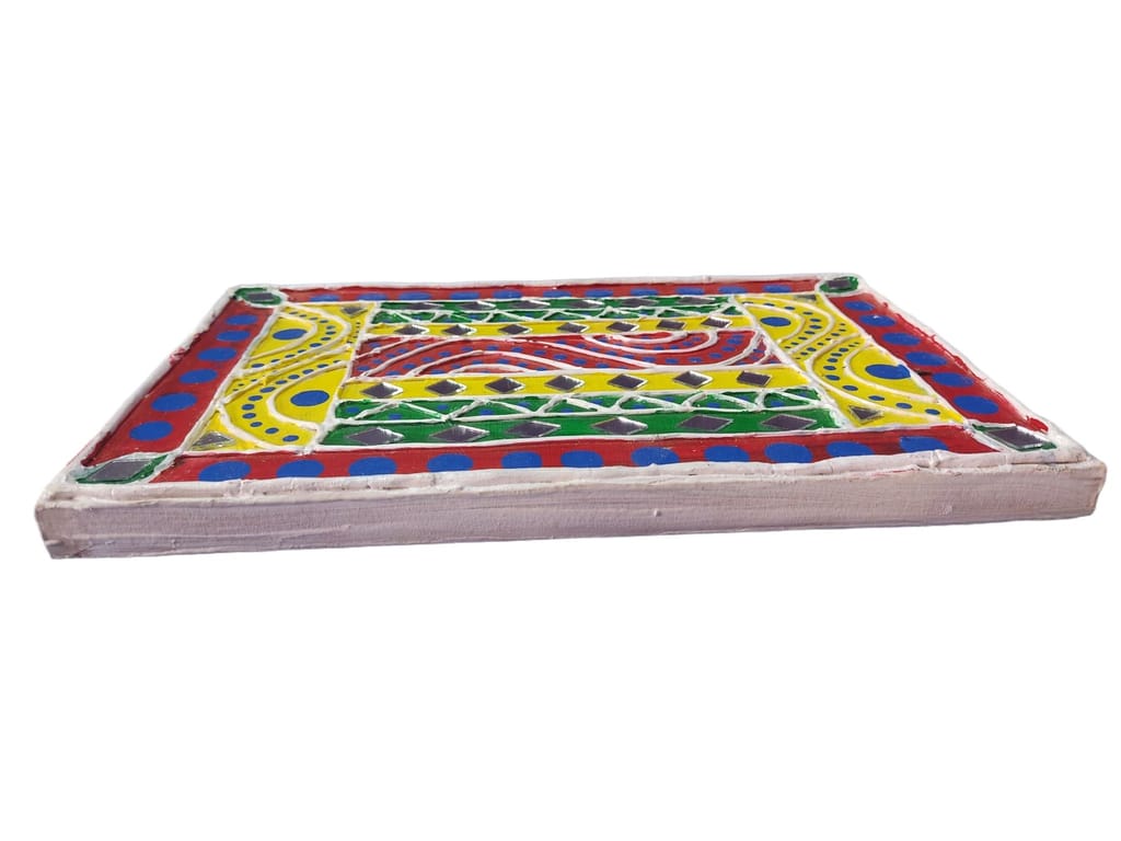 Colorful Handcrafted Wall Mirror Frame with Traditional Indian Art view 2