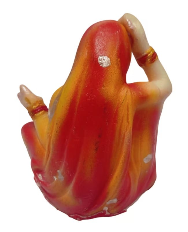 Decorative Indian Woman Statue Handmade Clay Figurine view 2