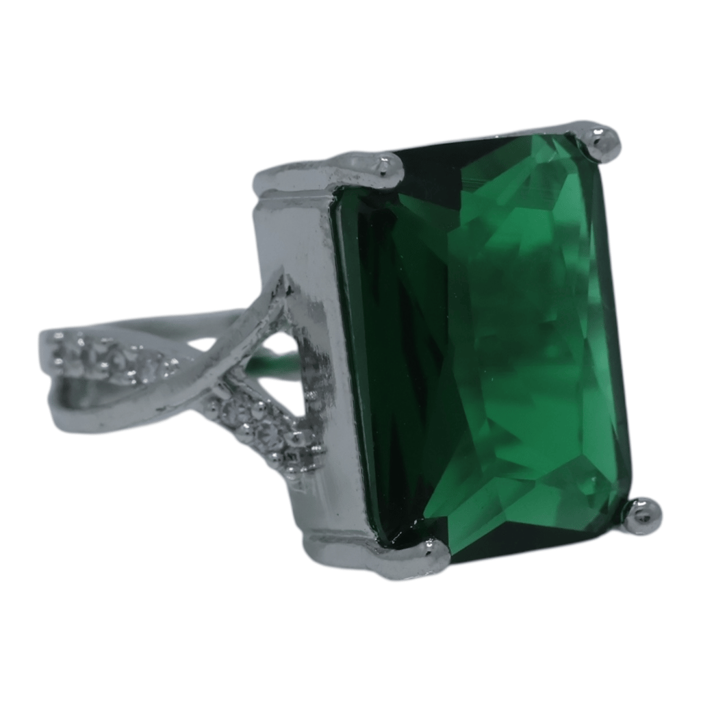 Emerald CZ Statement Ring view 2
