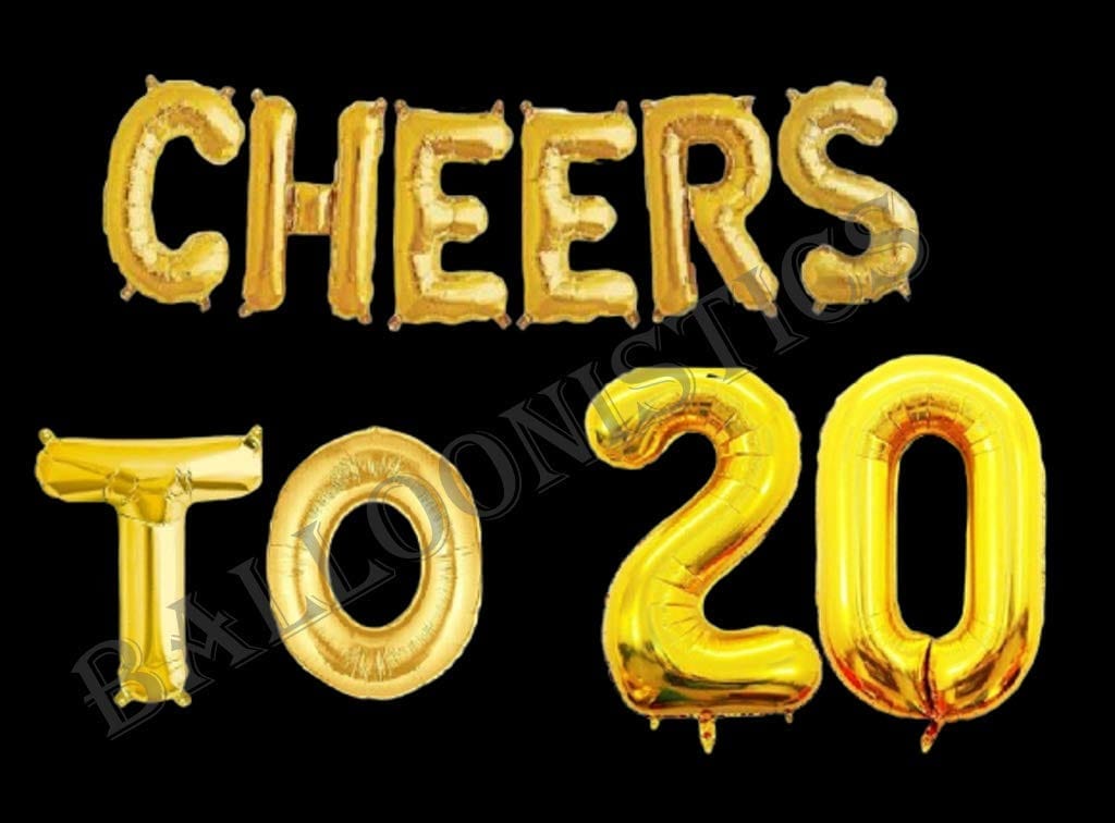 Balloonistics Cheers to Twenty Foil Balloon Combo Number 20 Foil Balloon for Birthday and Anniversary view 2