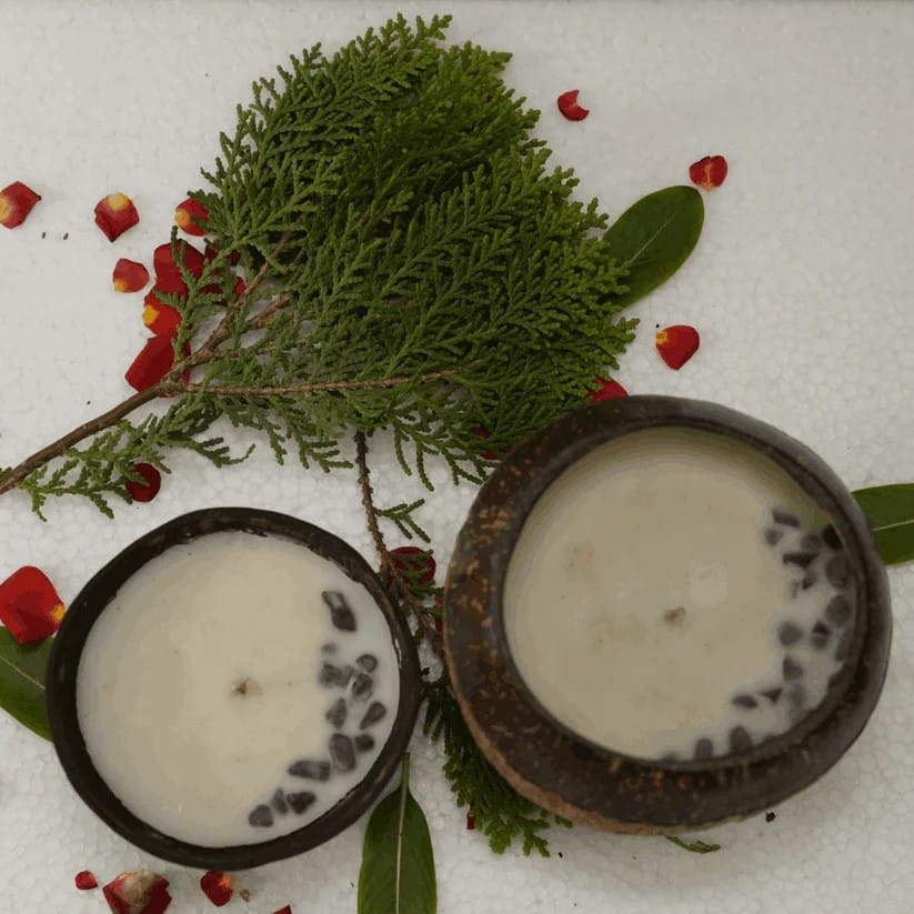 Eco-Friendly Coconut Shell Candles pack of 2 ( 1 big and 1 small ) view 2
