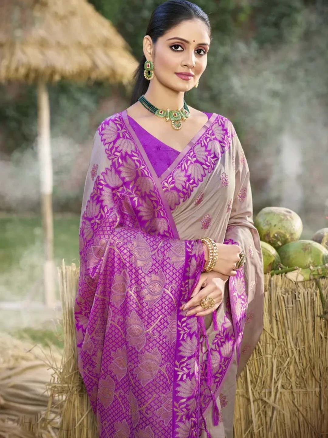 Gray Silk Saree view 2