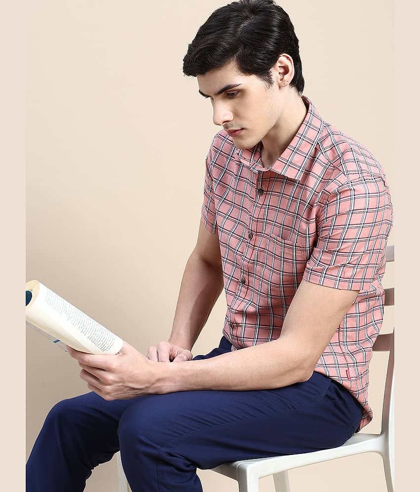 Showoff Cotton Blend Regular Fit Checks Half Sleeves Men's Casual Shirt - Pink ( Pack of 1 ) view 2