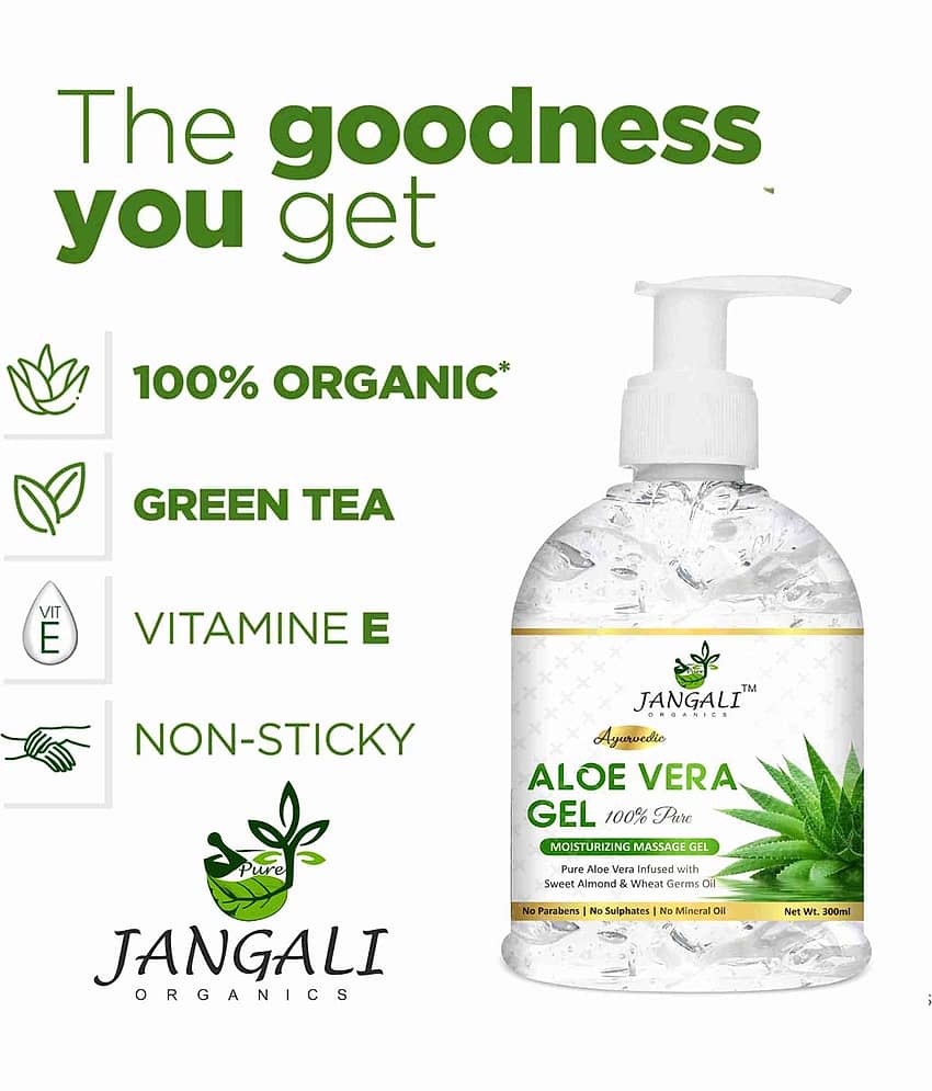 PURE Jangali ORGANICS Aloe Vera Gel For Skin Acne, Scars, Dark spots Face & Hair 600ML view 2