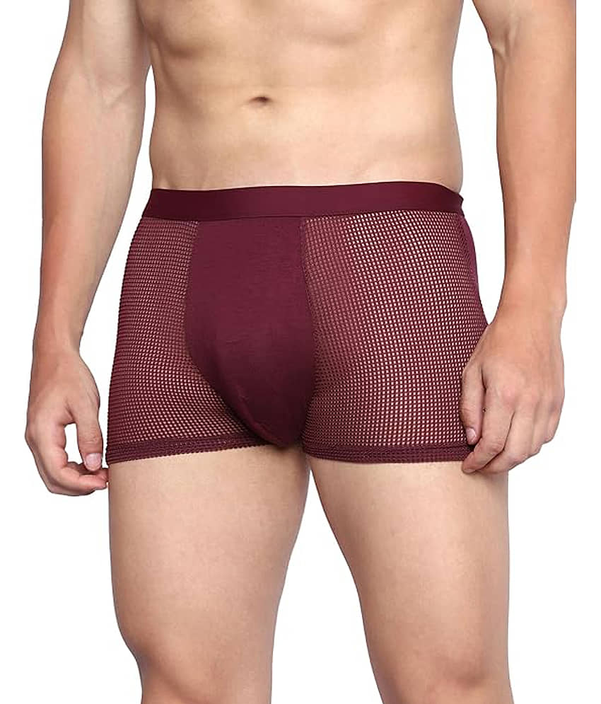mens dot net briefs Pack of 1 Lycra Trunks For Men's ( Maroon )