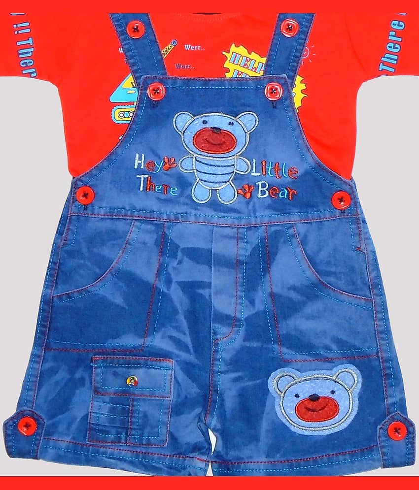 Wise Guys Pack of 1 Baby Boys Denim Dungaree Sets ( Light Blue ) view 2