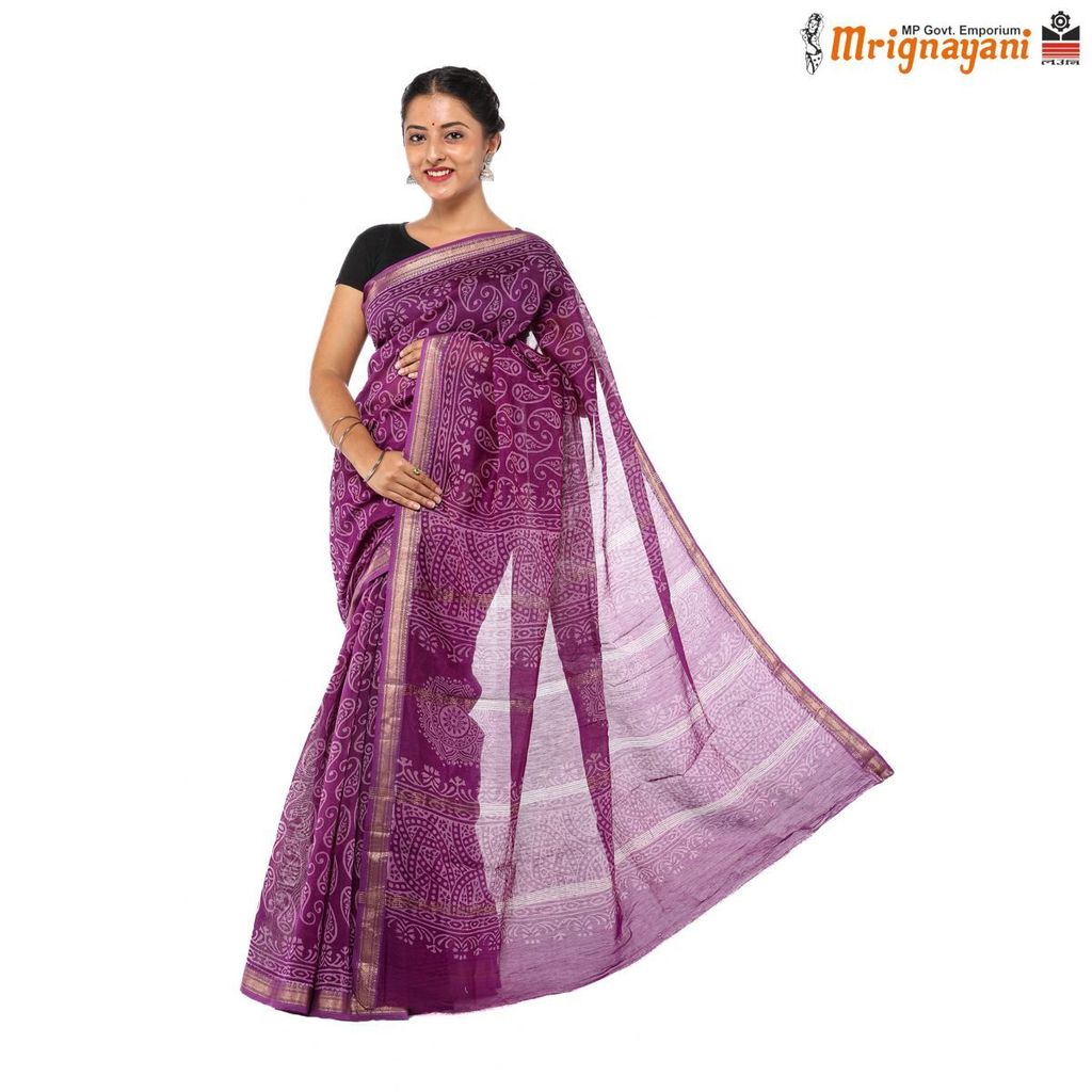 HANDLOOM MAHESHWARI SILK SAREE WITH BLOUSE (SKU - 3I0102170522, SAREE-1052) view 2