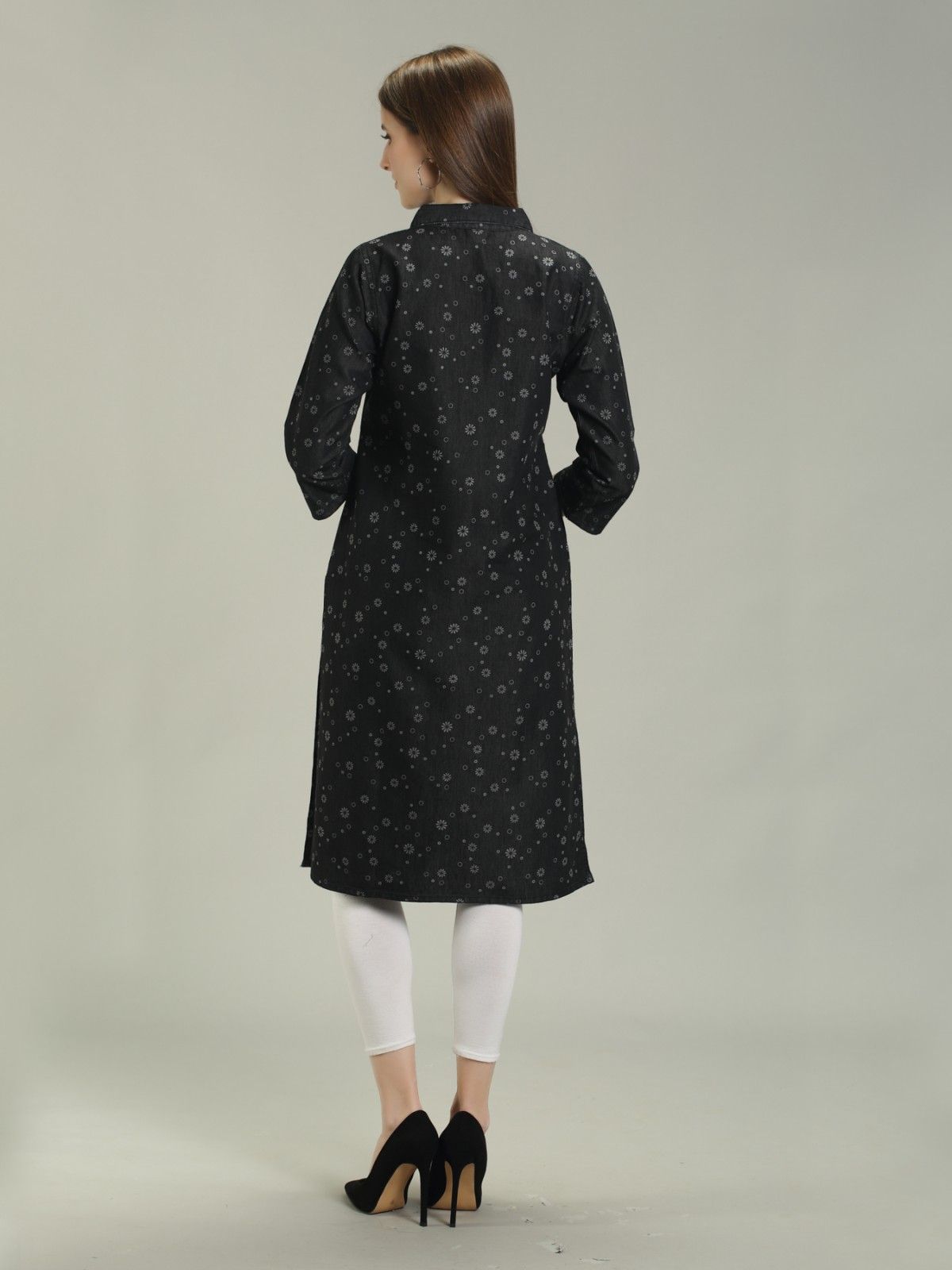 Denim Printed Apple Cut Kuria One Side Pocket, Black - 2XL view 2