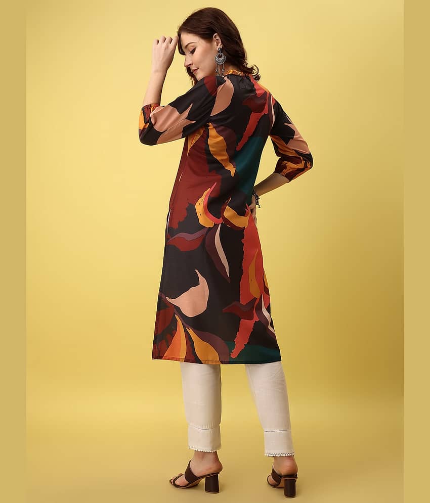 Amarasha Silk Blend Printed Straight Women's Kurti - Peach ( Pack of 1 ) view 2