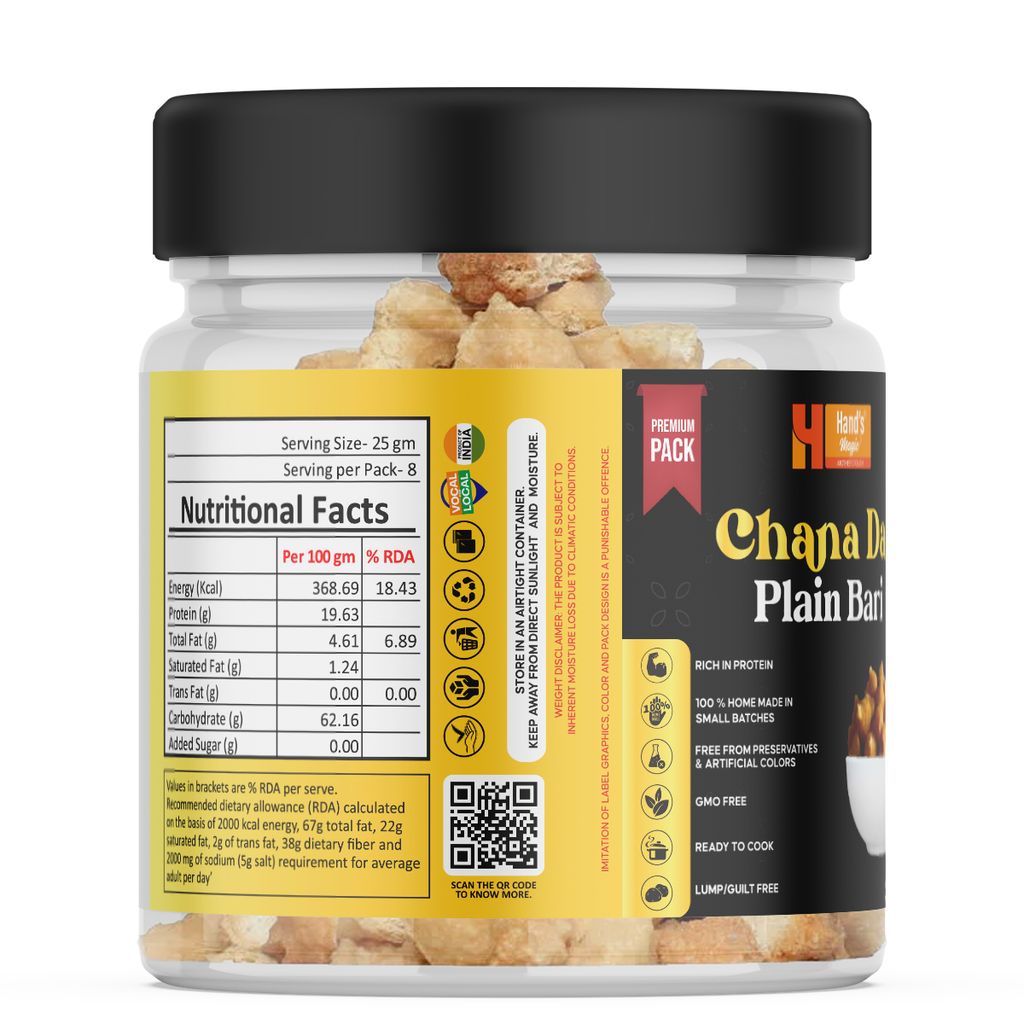 Hand’s Magic Chana Dal Plain Bari – Premium Pack | High Protein | Ready to Cook | 100% Homemade | No Preservatives | Natural & Healthy | 200g view 2