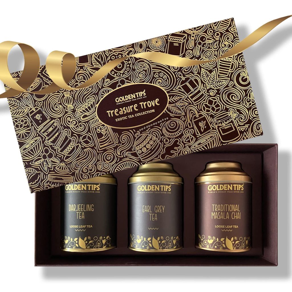 Golden Tips Gift boxes Combo Darjeeling Tea + Earl Grey Tea + Traditional Masala Chai. (300 gram) view 2