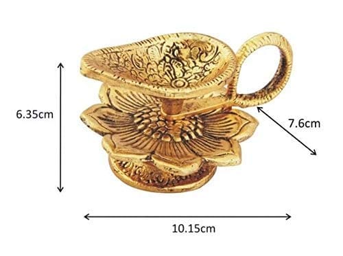 Metal Chirag Diya for Pooja or Puja Deepak Article Accessories (4X3 inch, Gold). view 2