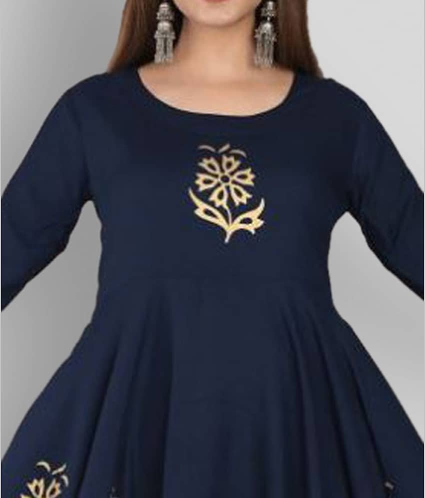 Lee Moda - Blue Rayon Women's Anarkali Kurti ( Pack of 1 ) view 2