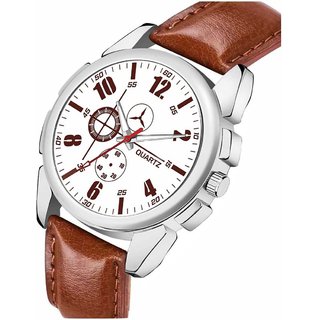 HRV Men's Round Dial Brown Strap Analog Watch view 2