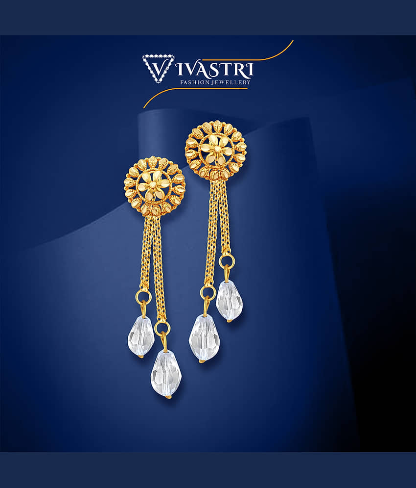 VIVASTRI Golden Drop Earrings ( Pack of 2 ) view 2