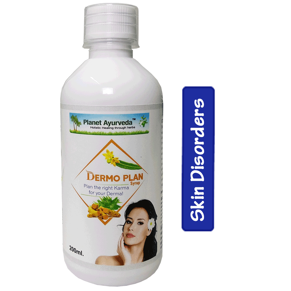 Planet Ayurveda Dermo Plan Syrup [Pack of 3] - 200ml Ayurvedic Skin Care Syrup for Men and Women - Natural Blood Purifier for Itching, Atopic Dermatitis, Allergic Reactions, Eczema, Psoriasis, Urticaria, Acne, Wrinkles, Skin Pigmentation view 2