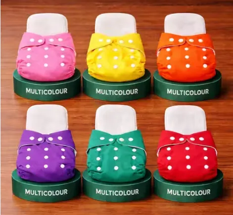 Pack of 6 with 6 Insert Multicolour Reusable Cloth Diapers