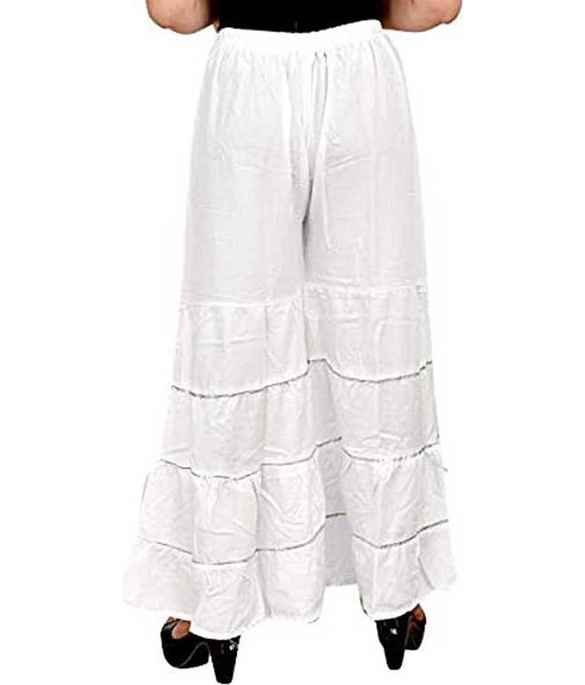 OuterWear Pack of 1 Viscose Regular Women's Palazzos ( White ) view 2