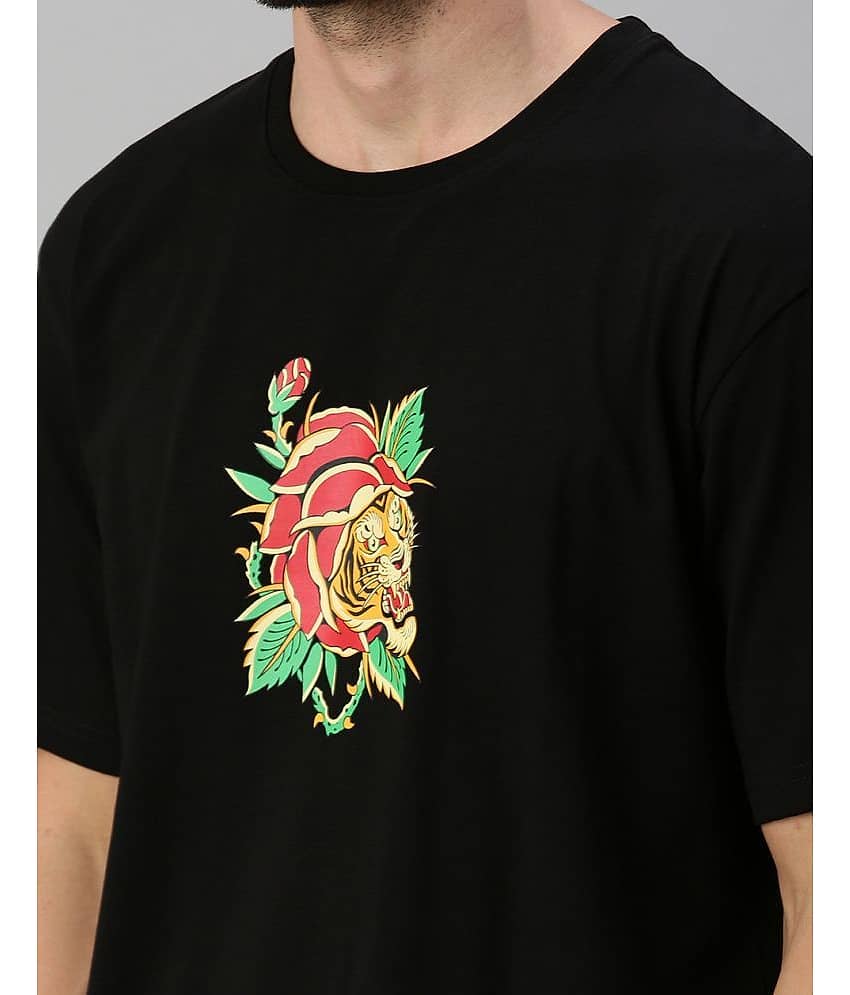 Veirdo Pack of 1 Cotton Oversized Fit Men's T-Shirt ( Black ) view 2