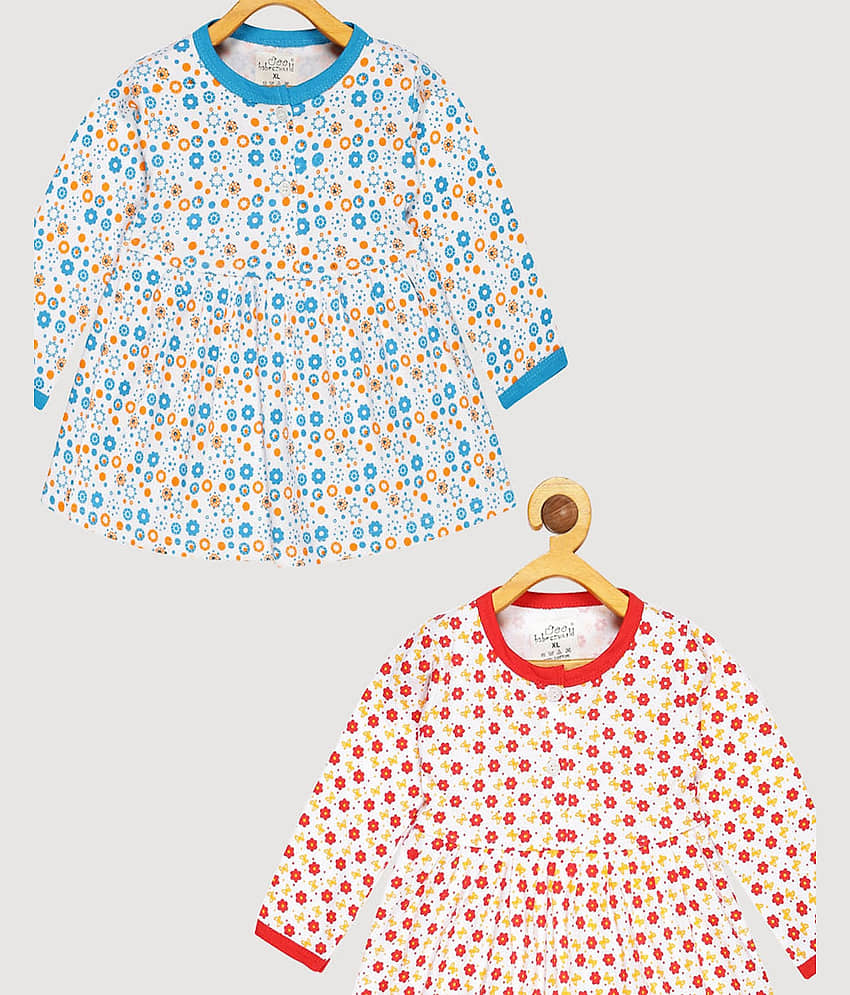 Babeezworld Pack of 2 Baby Girls Cotton Frock ( Red & Yellow ) view 2