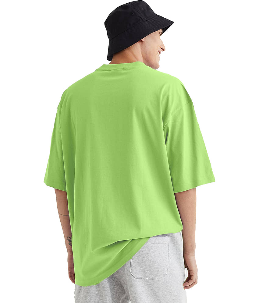Leotude Men Cotton Blend Oversized Fit Printed T-Shirt ( Orange ) view 2