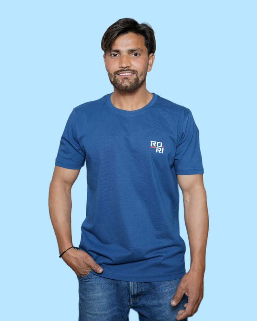 Premium Cotton Men's Classic Series Round Neck Half Sleeve T-Shirt by Rori | Solid Color | Made in India view 2